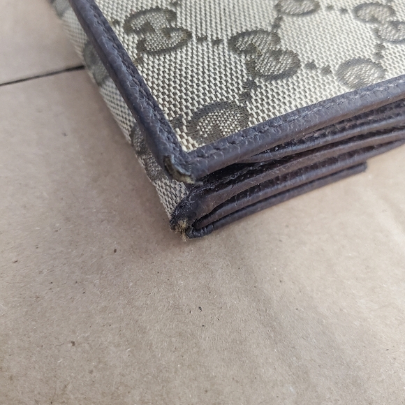 Gucci Monogram GG Long Continental Flap bifold wallet dark brown beige authentic - Picture 3 of 11